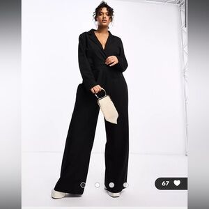 Pretty Lavish Curve cut-out tailored jumpsuit in black size US 16 UK 20